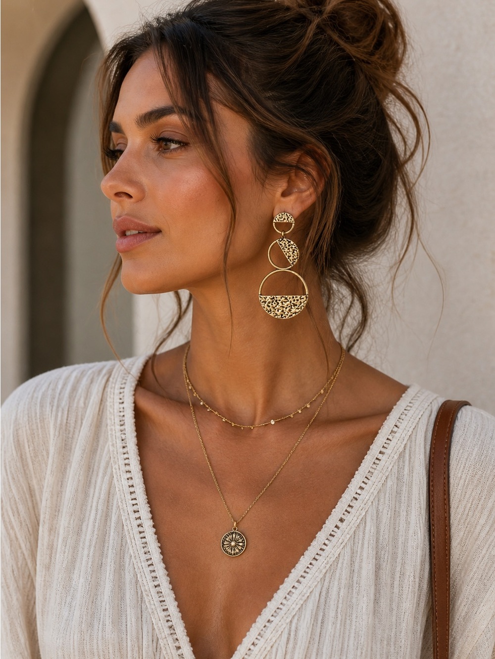 ✨ Triple Trifecta Gold Tone Earrings | Trendy Statement ✨
